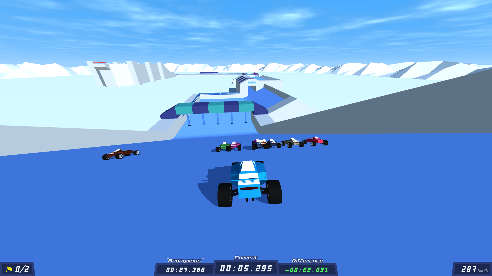 Racing on a winter-themed track